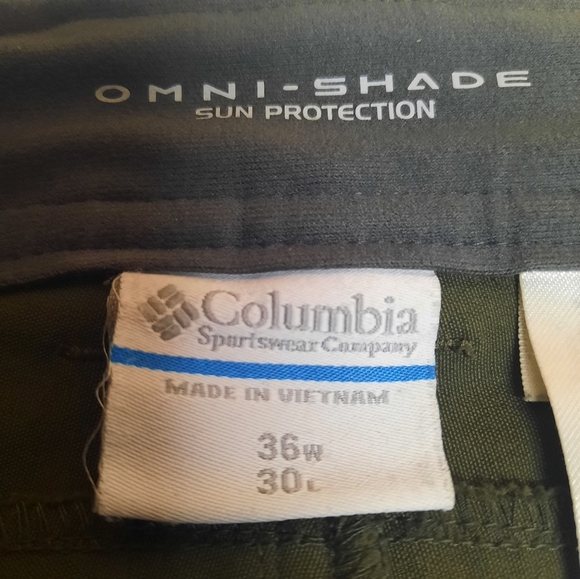 Columbia Men's Omni Shade Sun Protection Nylon Pants Outdoor Green Size 36x30 - Picture 5 of 12